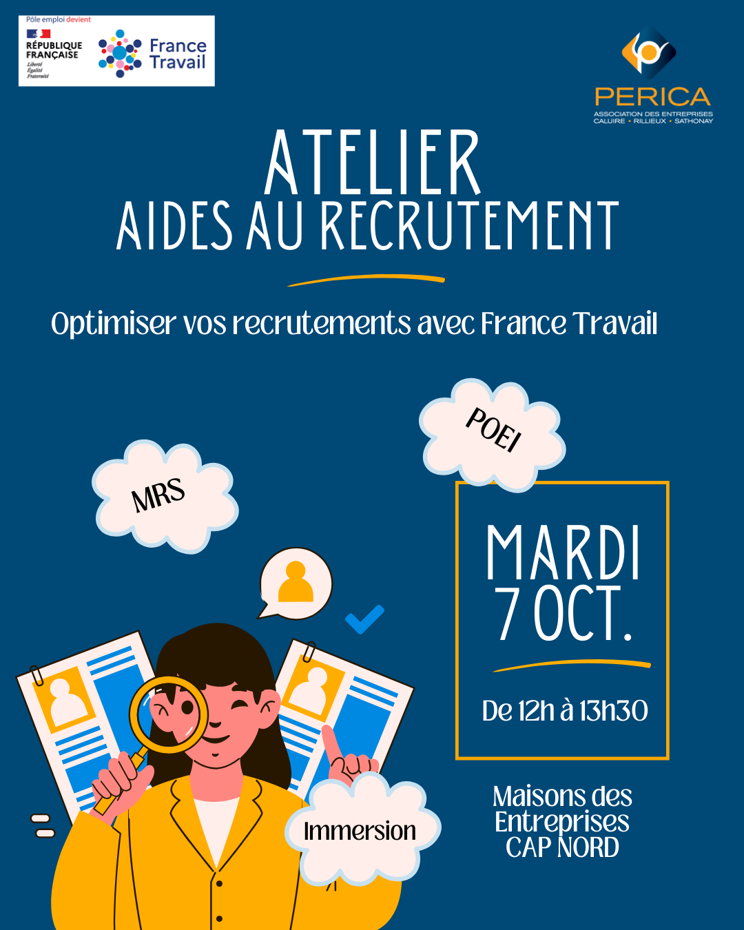 Atelier PERICA- Aides au recrutement avec Pôle Emploi – 7 Octobre