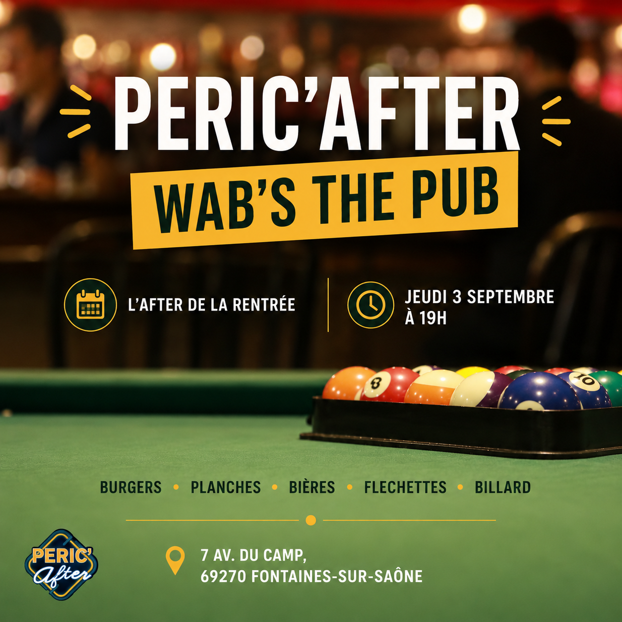 🥳 PERIC'AFTER DE LA RENTRÉE 🍻Wab's the pub